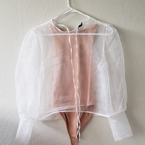 Zara white organza blouse